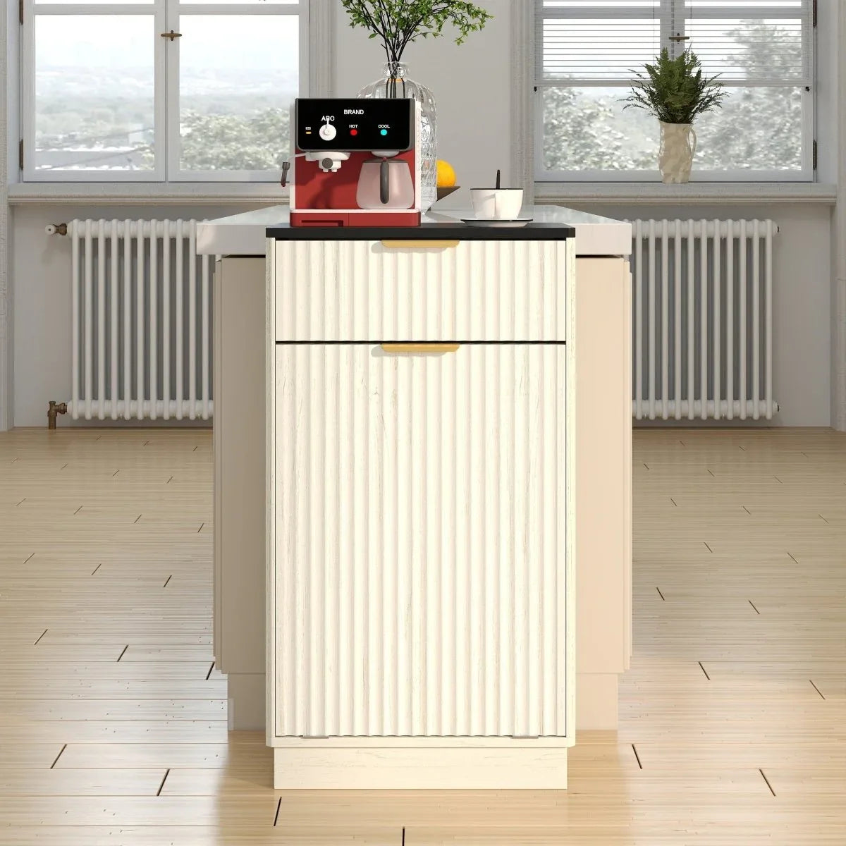 Woodgrain Tilt-Out Trash Can Cabinet With Drawer - Omega Lifestyles