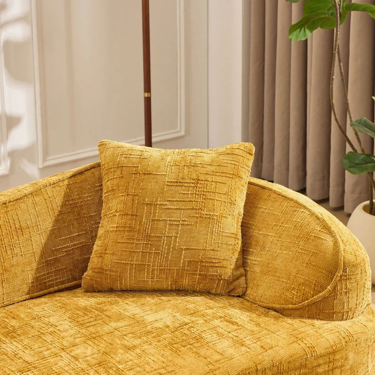 Yellow Chenille Foam Spring Two-Seater Soft Sofa - Omega Lifestyles