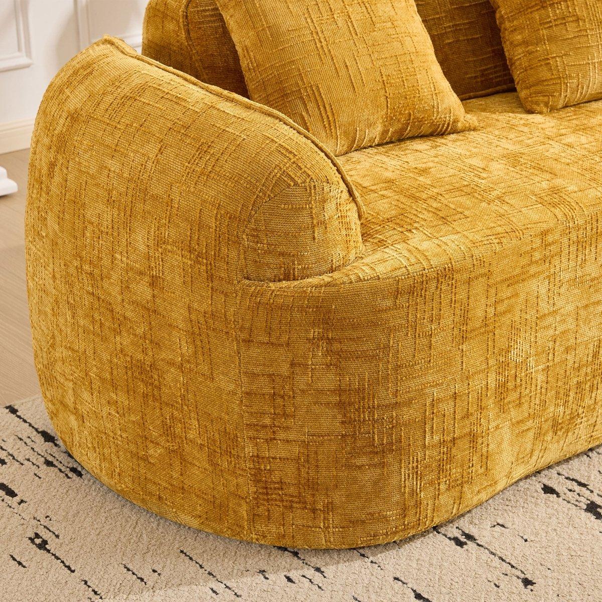 Yellow Chenille Foam Spring Two-Seater Soft Sofa - Omega Lifestyles
