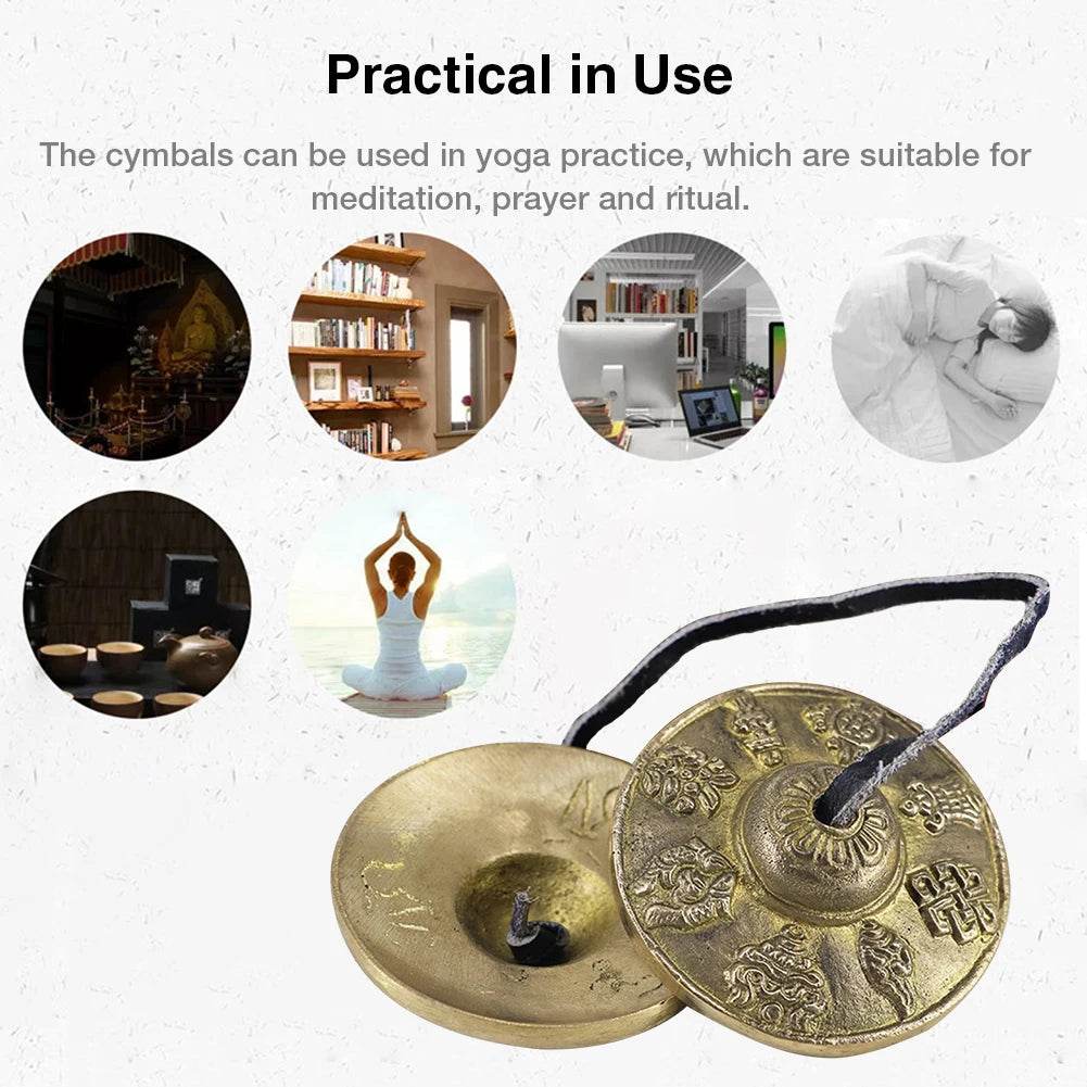 1 Pair Yoga Cymbals Brass Cymbal Bell Chimes Tibetan Buddhist Style Tingsha Meditation Yoga Accessory Instrument Cymbals Yoga - Omega Lifestyles