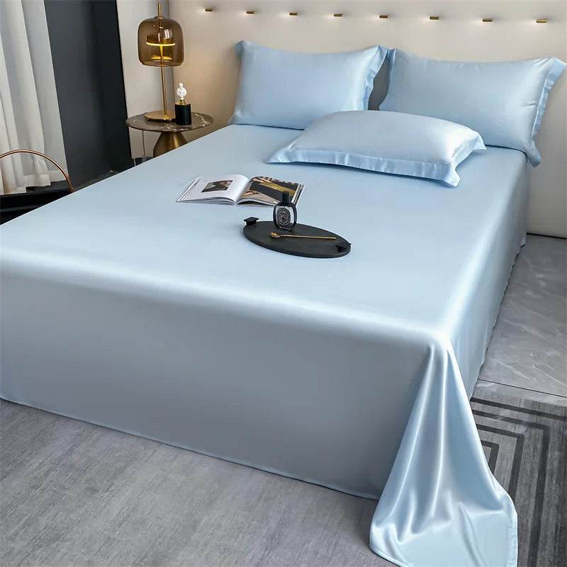 100% Bamboo Bed Sheet Flat Bed Sheets Luxury Flat Sheet Solid Color Single/Double/King/Queen Size Bed Linens Summer Cooling 2024 - Sleep Galleria