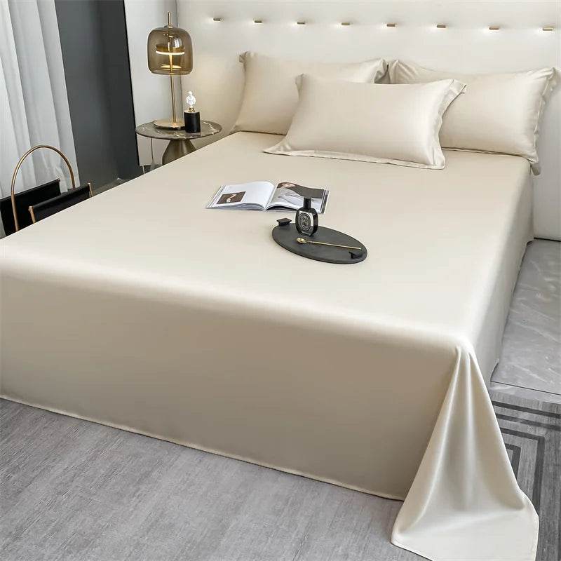 100% Bamboo Bed Sheet Flat Bed Sheets Luxury Flat Sheet Solid Color Single/Double/King/Queen Size Bed Linens Summer Cooling 2024 - Sleep Galleria