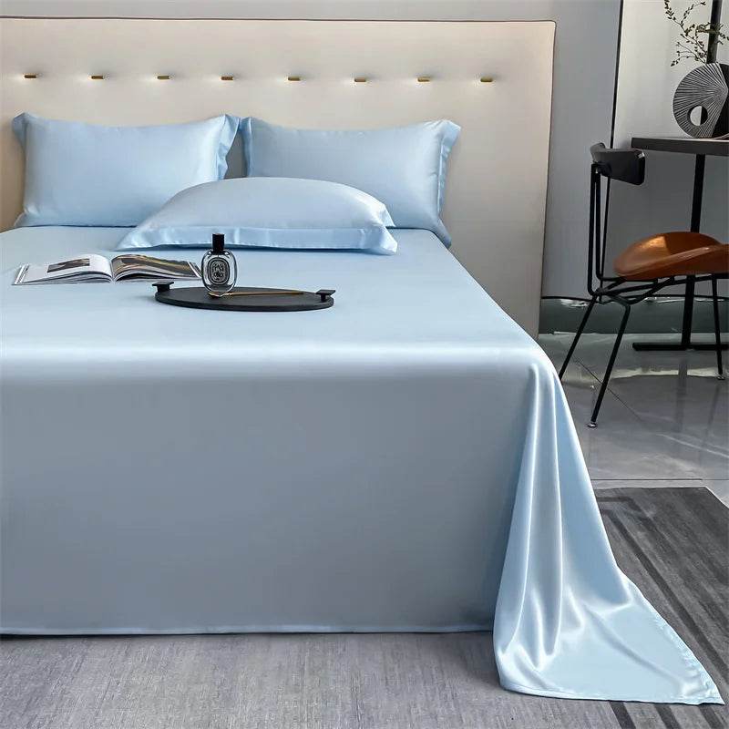 100% Bamboo Bed Sheet Flat Bed Sheets Luxury Flat Sheet Solid Color Single/Double/King/Queen Size Bed Linens Summer Cooling 2024 - Sleep Galleria