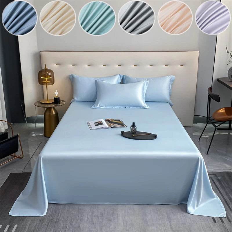 100% Bamboo Bed Sheet Flat Bed Sheets Luxury Flat Sheet Solid Color Single/Double/King/Queen Size Bed Linens Summer Cooling 2024 - Sleep Galleria