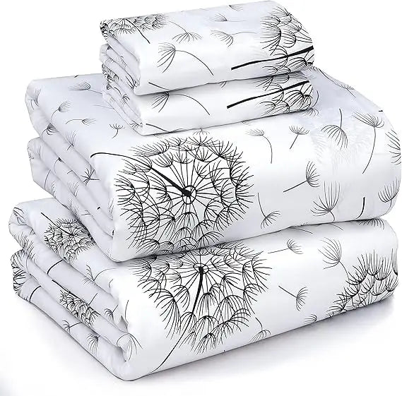 100% Cotton Sheets Queen Size Set, 4 Pieces, Soft & Breathable Percale Weave Bedding, Deep Pocket 16", Hotel Standard, Crisp Co - Omega Lifestyles