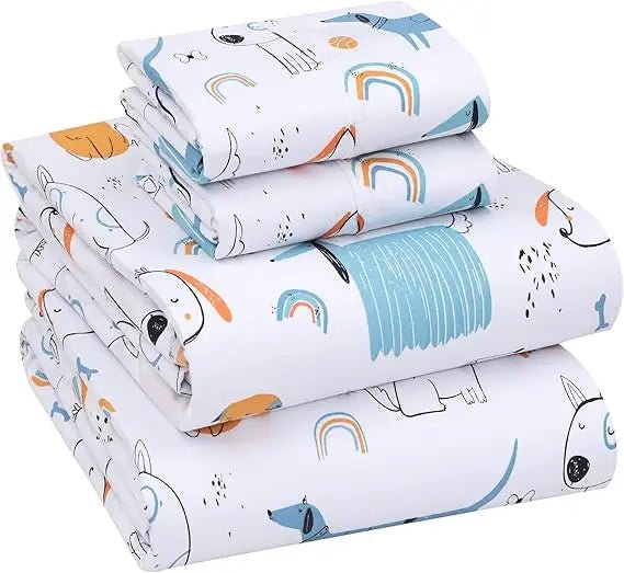 100% Cotton Sheets Queen Size Set, 4 Pieces, Soft & Breathable Percale Weave Bedding, Deep Pocket 16", Hotel Standard, Crisp Co - Omega Lifestyles