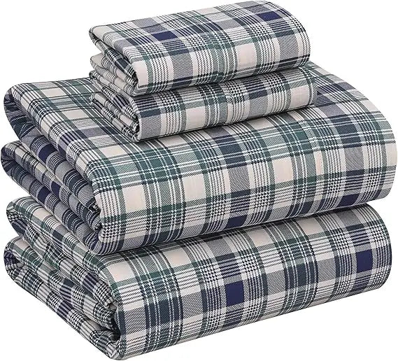 100% Cotton Sheets Queen Size Set, 4 Pieces, Soft & Breathable Percale Weave Bedding, Deep Pocket 16", Hotel Standard, Crisp Co - Omega Lifestyles