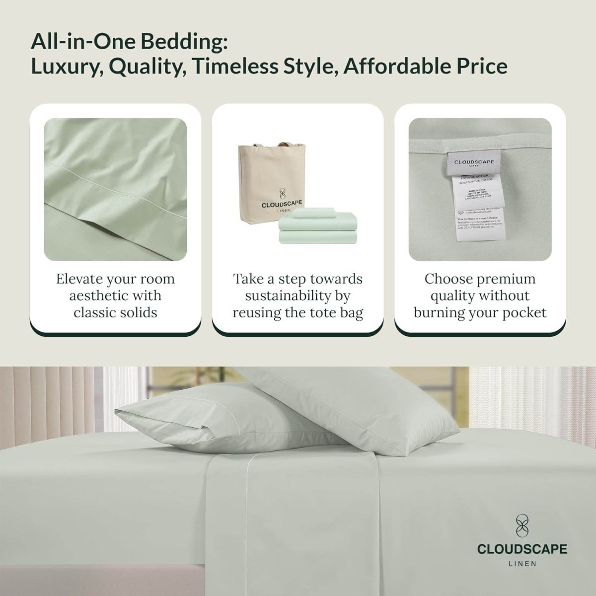 100% Egyptian Cotton Sheets Queen Size Bed Set, 4 Pieces Luxury Bedding Sheet, 1000 Thread Count,Hotel Quality, Silky Soft, - Omega Lifestyles