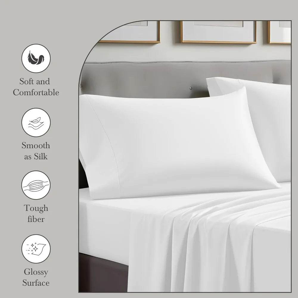 100% Supima Cotton King Sheet Set, Premium Luxury Bed Sheets Set for King Size Mattress, 1200 Thread Count, 4 Pc Set - Omega Lifestyles