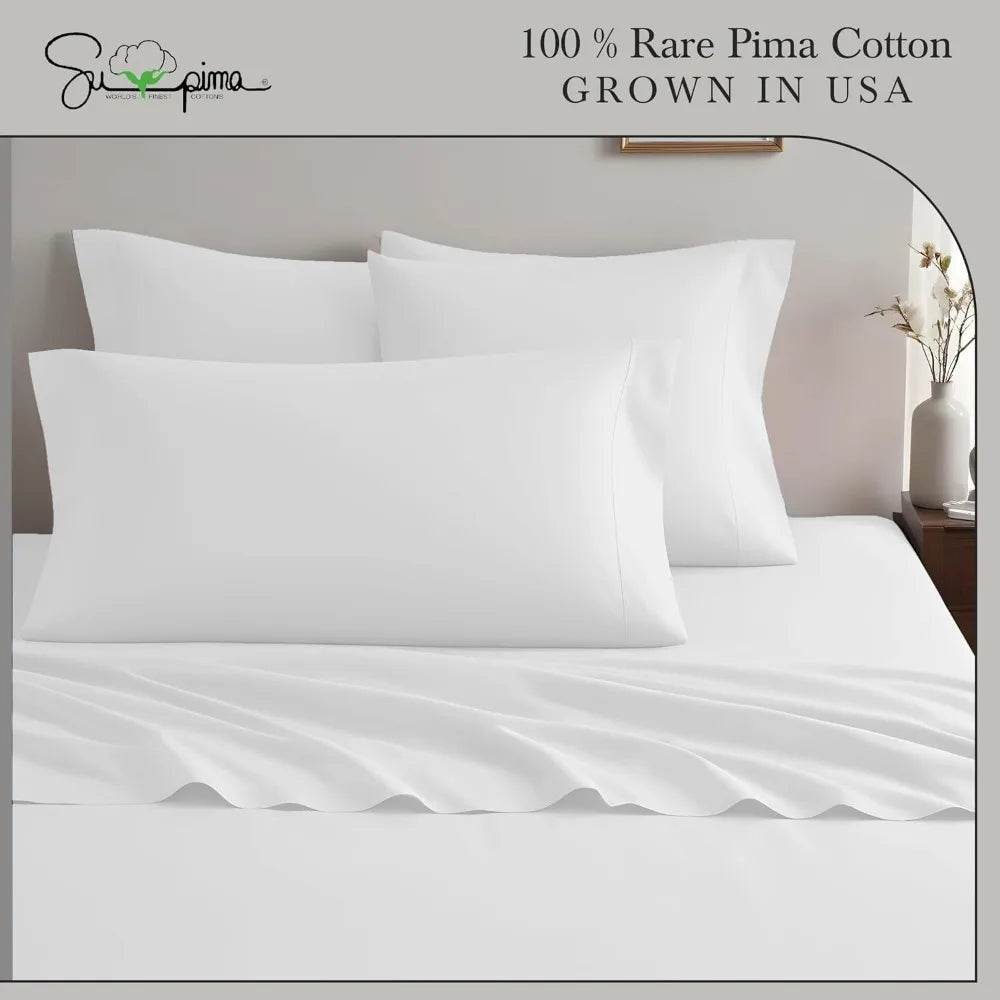 100% Supima Cotton King Sheet Set, Premium Luxury Bed Sheets Set for King Size Mattress, 1200 Thread Count, 4 Pc Set - Omega Lifestyles