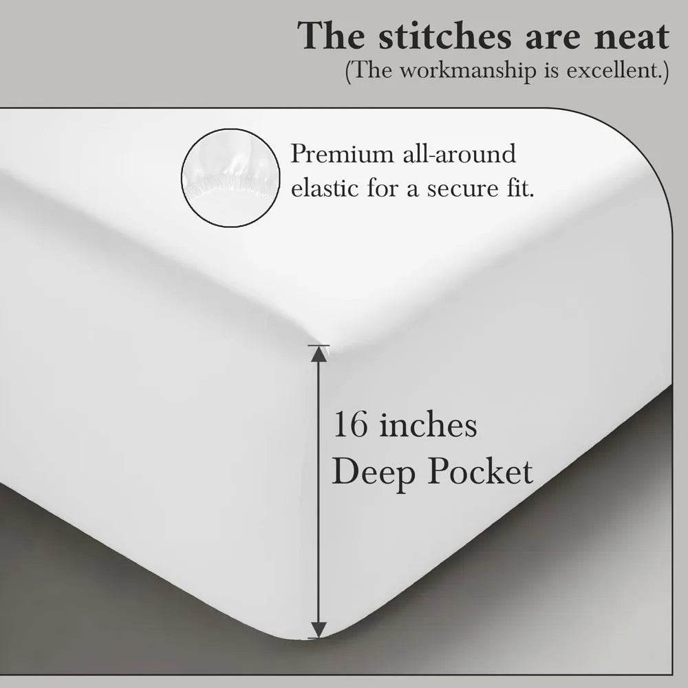 100% Supima Cotton King Sheet Set, Premium Luxury Bed Sheets Set for King Size Mattress, 1200 Thread Count, 4 Pc Set - Omega Lifestyles