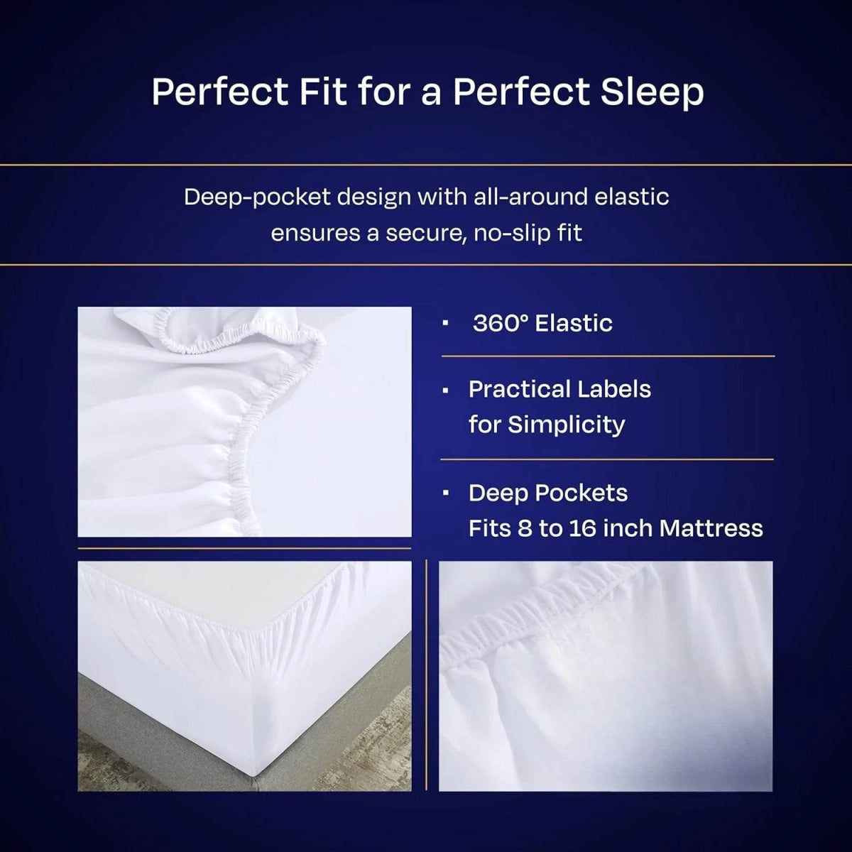 1000 Thread Count King Size Sheet Set - 100% Cotton Sheets with Deep Pockets, Softer Than Egyptian Cotton - White - Sleep Galleria