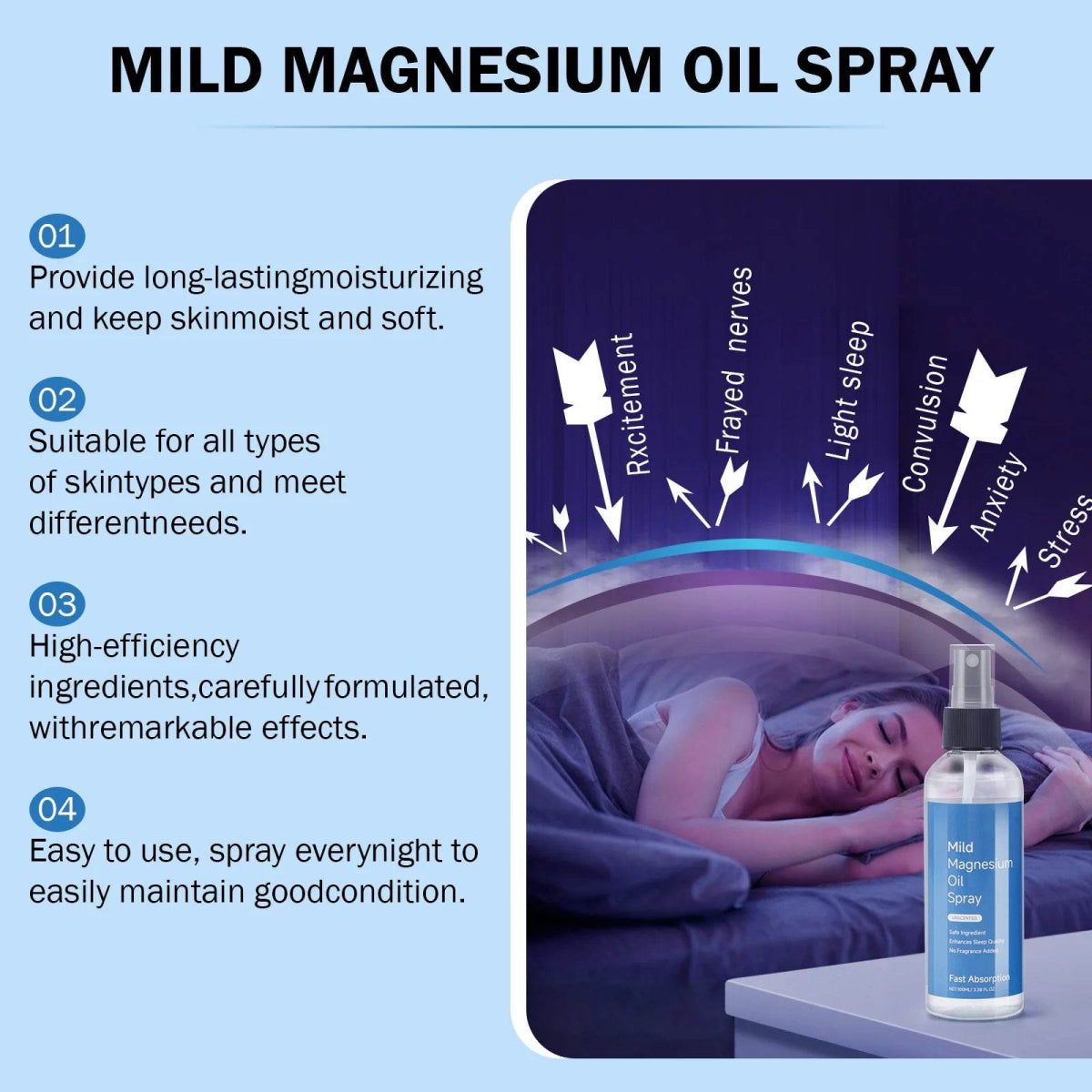 100ml Sleep Aid Spray Sleep Spray Fast Absorption Mild Long Lasting No Fragrance Overnight Sleep Pillow Spray Sleep Pillow Spray - Sleep Galleria