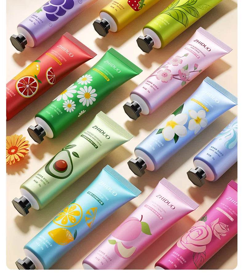 10pcs Fruit and Flower Fragrance Hand Cream Moisturizing Refreshing Nourishing Improving Roughness Hands Skin Care Products - Sleep Galleria