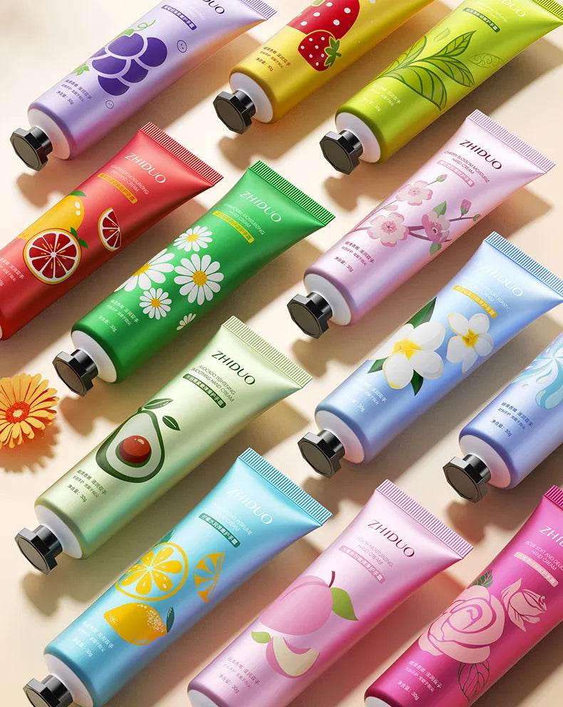 10pcs Fruit and Flower Fragrance Hand Cream Moisturizing Refreshing Nourishing Improving Roughness Hands Skin Care Products - Sleep Galleria