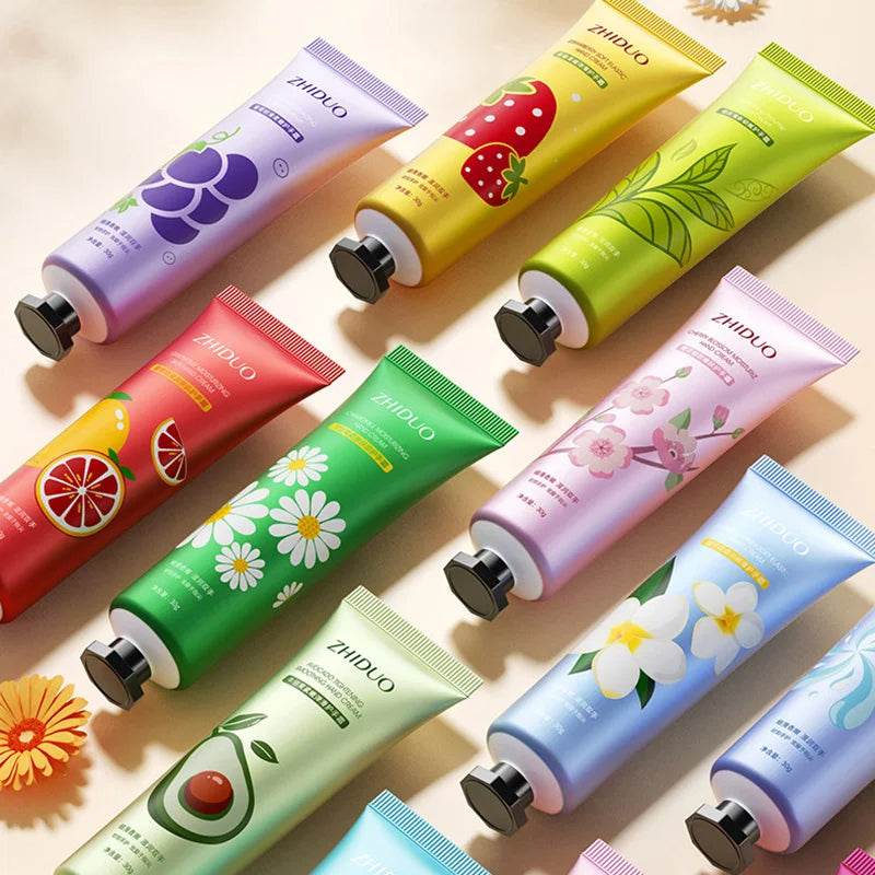 10pcs Fruit and Flower Fragrance Hand Cream Moisturizing Refreshing Nourishing Improving Roughness Hands Skin Care Products - Sleep Galleria