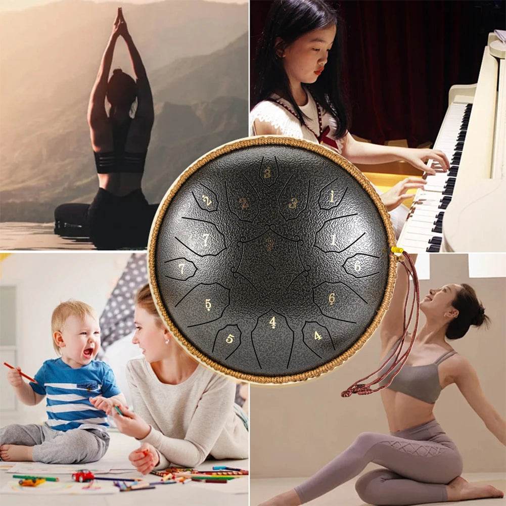 12 Inch D Tone Ethereal Drum Yoga Meditation Sound Healing 15 Notes Percussion Musical Instrument Child Beginner Hand Drum - Omega Lifestyles
