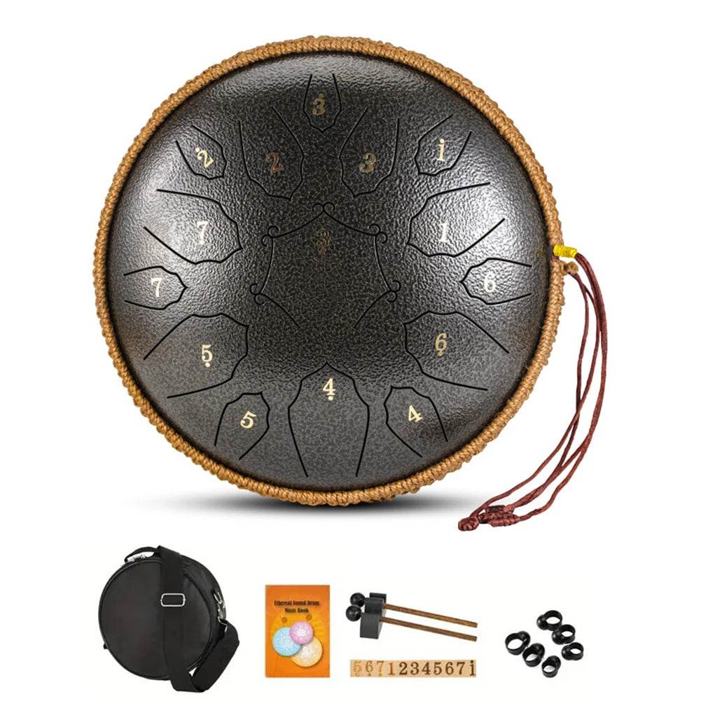 12 Inch D Tone Ethereal Drum Yoga Meditation Sound Healing 15 Notes Percussion Musical Instrument Child Beginner Hand Drum - Omega Lifestyles