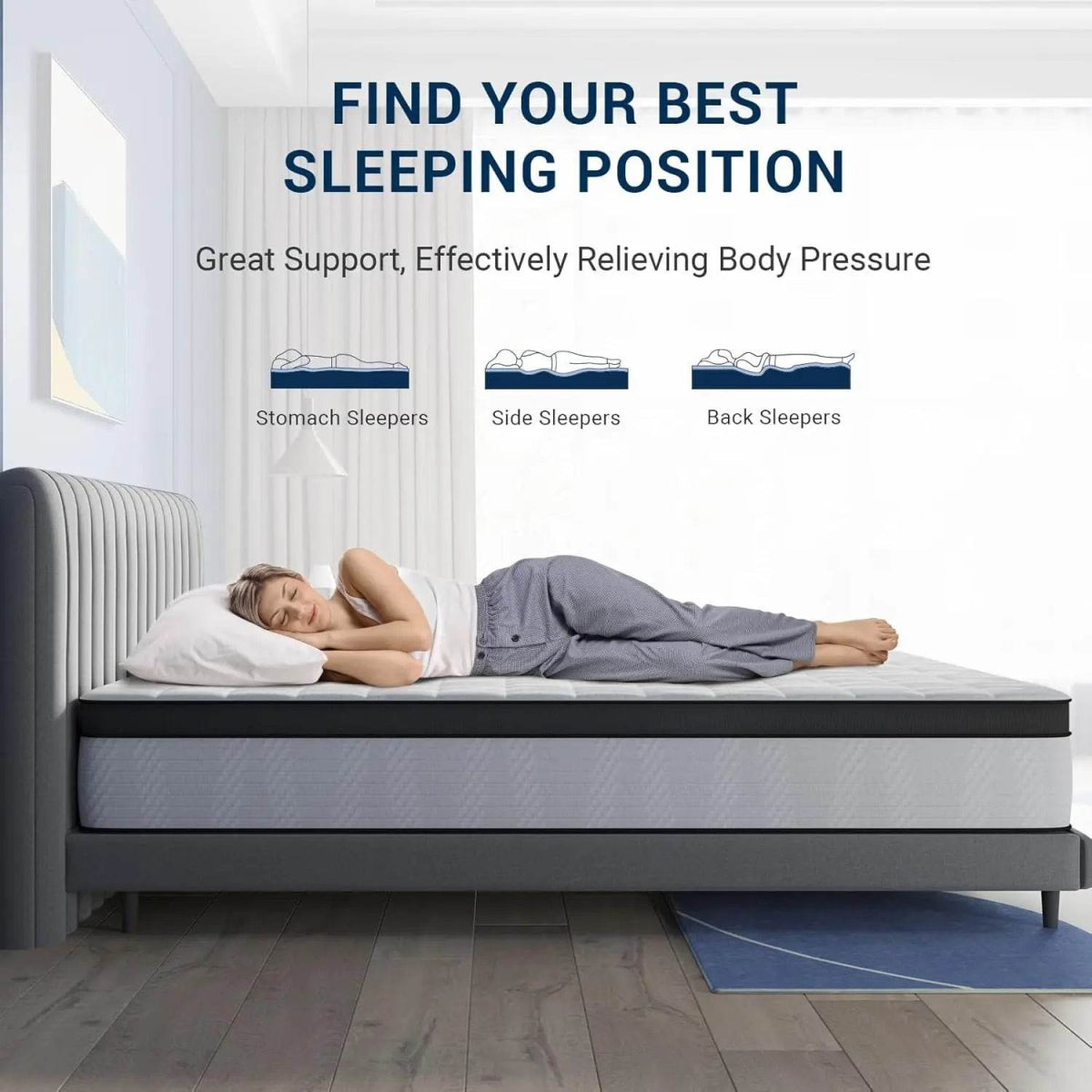 14 Inch Queen Mattress Hybrid Mattresses in a Box with Individual Pocket Spring Medium Firm Queen Size Mattress for Pressure Rel - Sleep Galleria