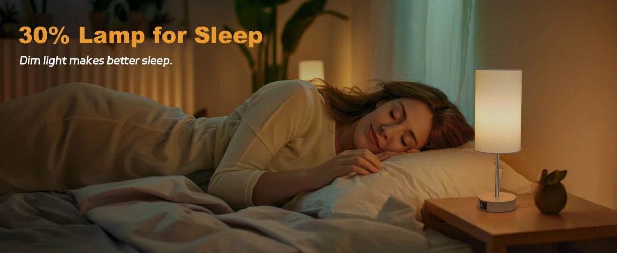 2 Pack 14 Inch Small Table Lamp for Bedroom, 3 Way Dimmable, Touch Control, Dual Charging Ports, 3000K Soft Warm (2 LED Bulb) - Omega Lifestyles