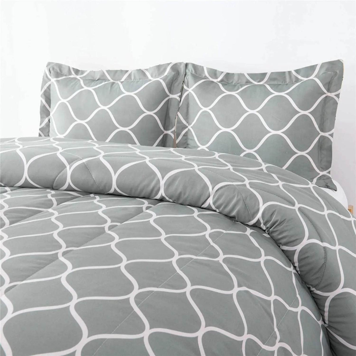 2-Pieces Gray Geometric Polyester Twin Bedding Comforter Set - Sleep Galleria