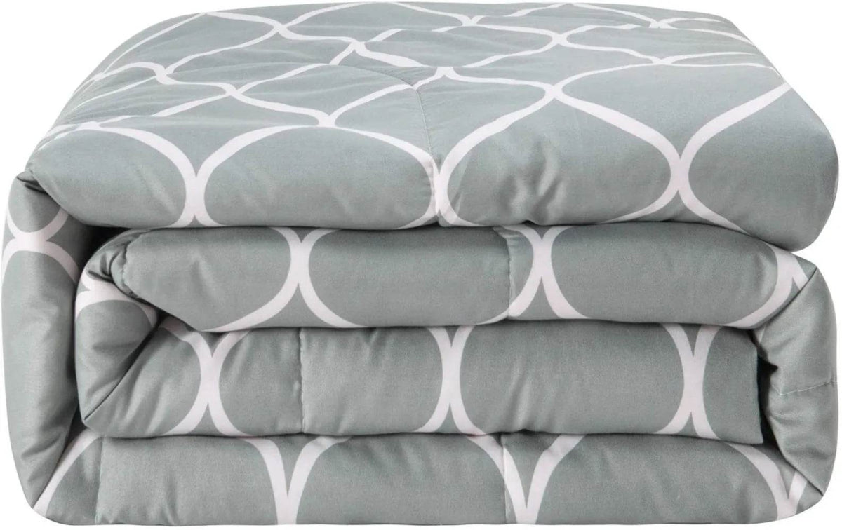 2-Pieces Gray Geometric Polyester Twin Bedding Comforter Set - Sleep Galleria