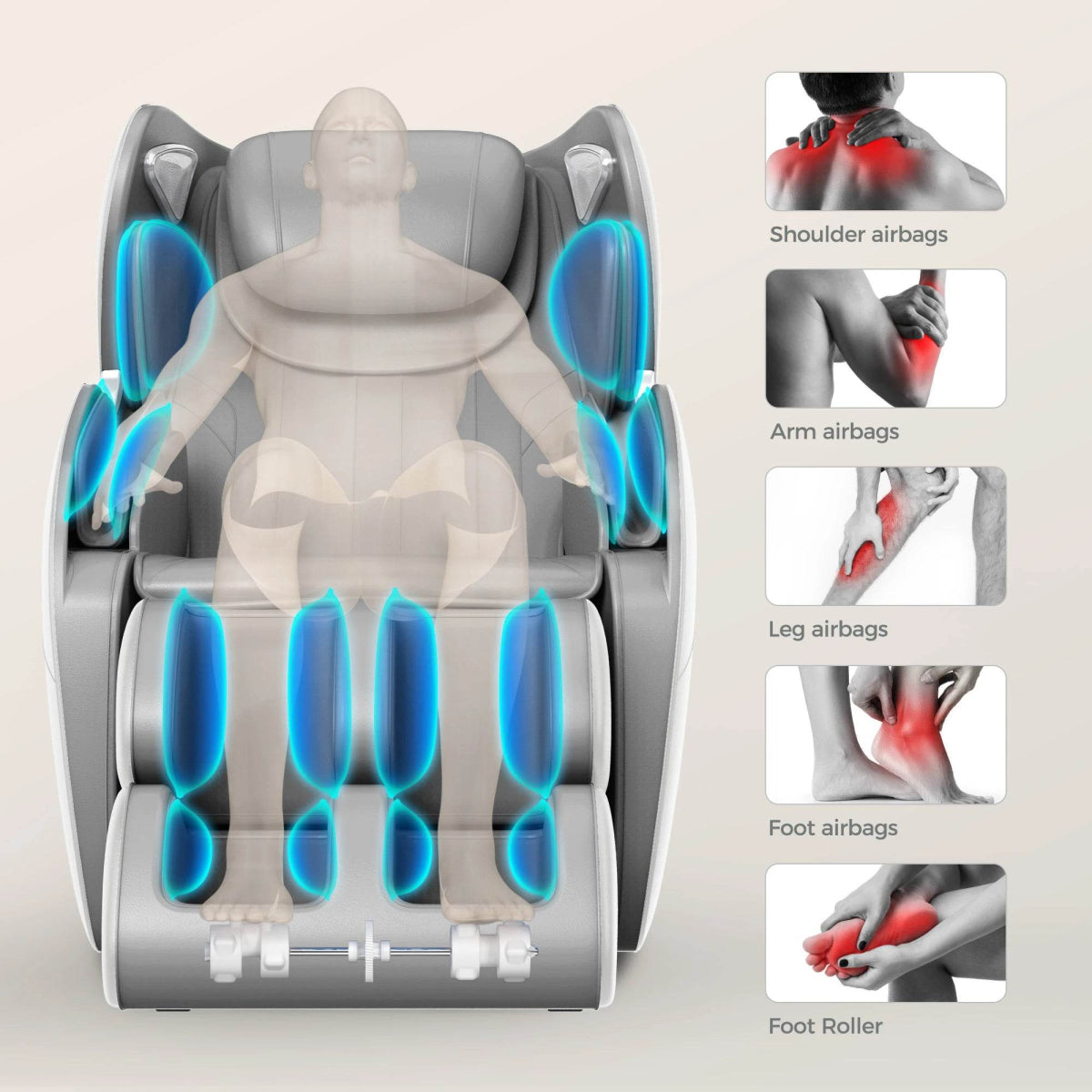 2 Year Warranty 4D SL Airbag Zero Gravity full body Massage Chair Home 3D Office Foot Roller Shiatsu Office Chair Massage Sofa - Sleep Galleria