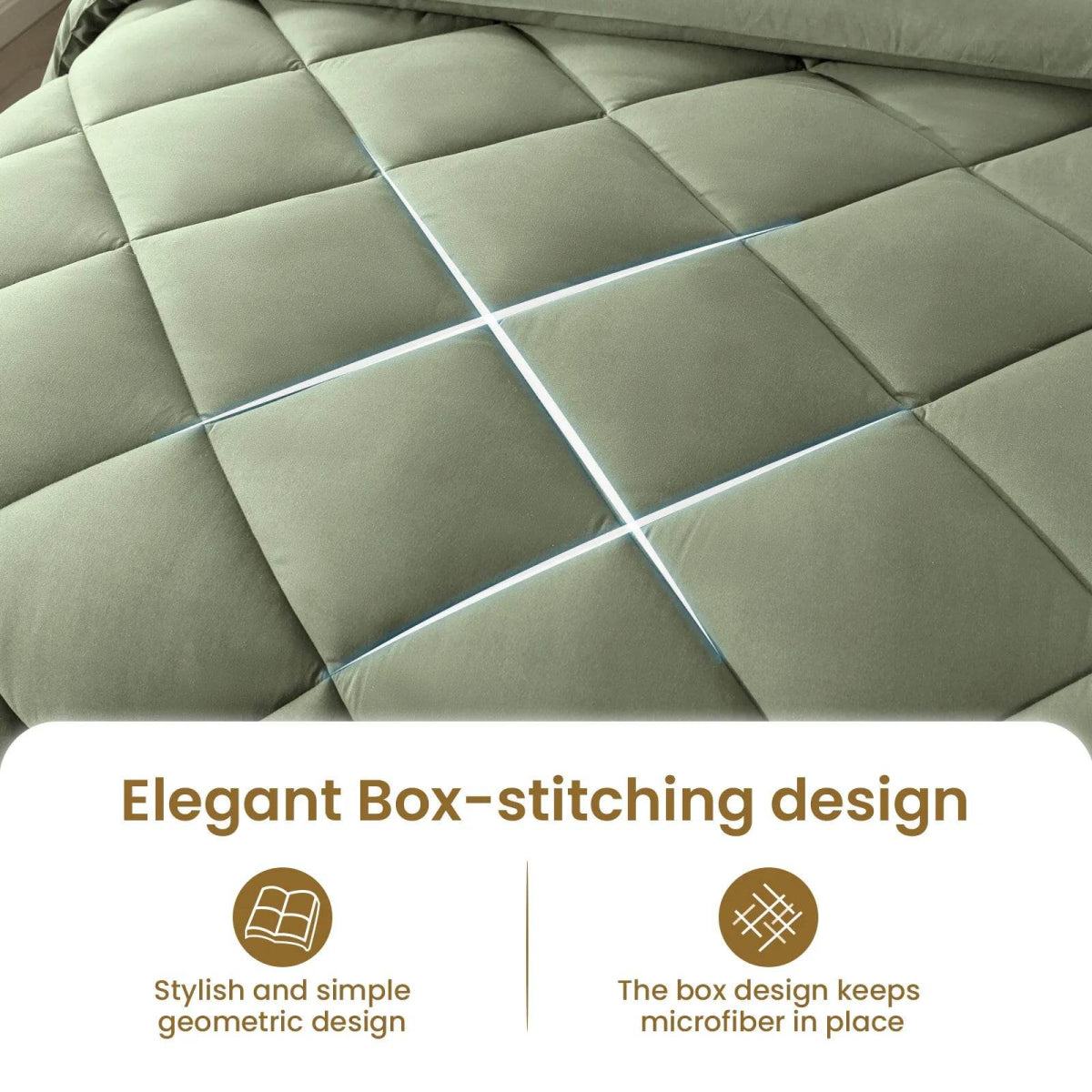 200gsm Comforter Set 7 Pieces Reversible Bed in a Bag Bedding Set for Bedroom All Season with Soft Quilted Lightweight Comforter - Omega Lifestyles