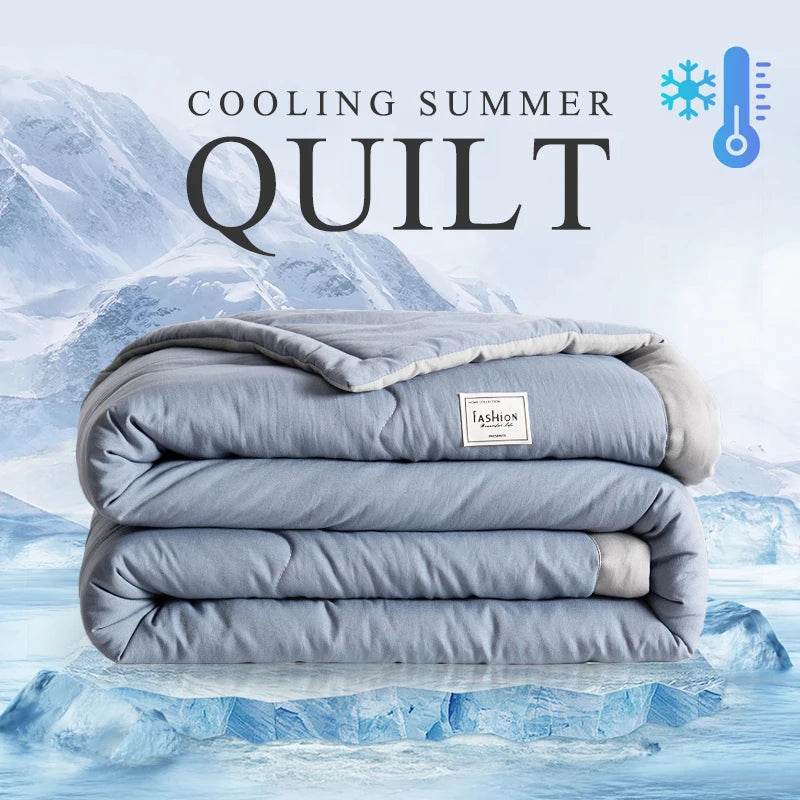 2025 new Japanese polyester cotton quilted summer quilt skin-friendly washable light luxury style solid color lightweight - Sleep Galleria