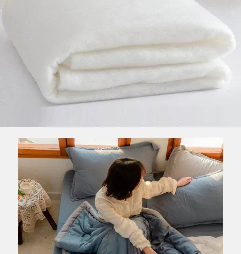 2025 new Japanese polyester cotton quilted summer quilt skin-friendly washable light luxury style solid color lightweight - Sleep Galleria