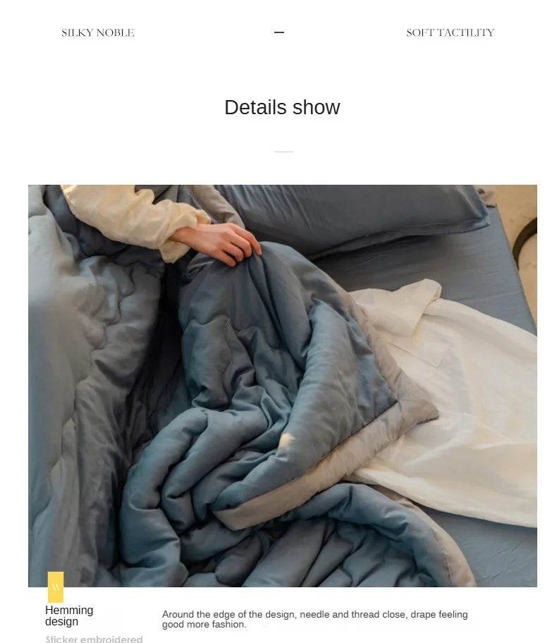 2025 new Japanese polyester cotton quilted summer quilt skin-friendly washable light luxury style solid color lightweight - Sleep Galleria