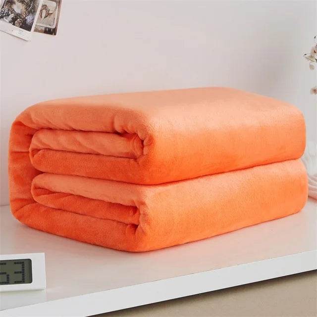 230GSM Coral Fleece Flannel Blankets For Beds Solid Blue Pink Soft Warm Thin Bedspread Sofa Cover Faux Fur Plaid Blanket - Sleep Galleria