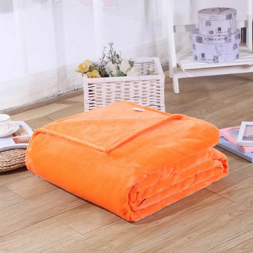 230GSM Coral Fleece Flannel Blankets For Beds Solid Blue Pink Soft Warm Thin Bedspread Sofa Cover Faux Fur Plaid Blanket - Sleep Galleria