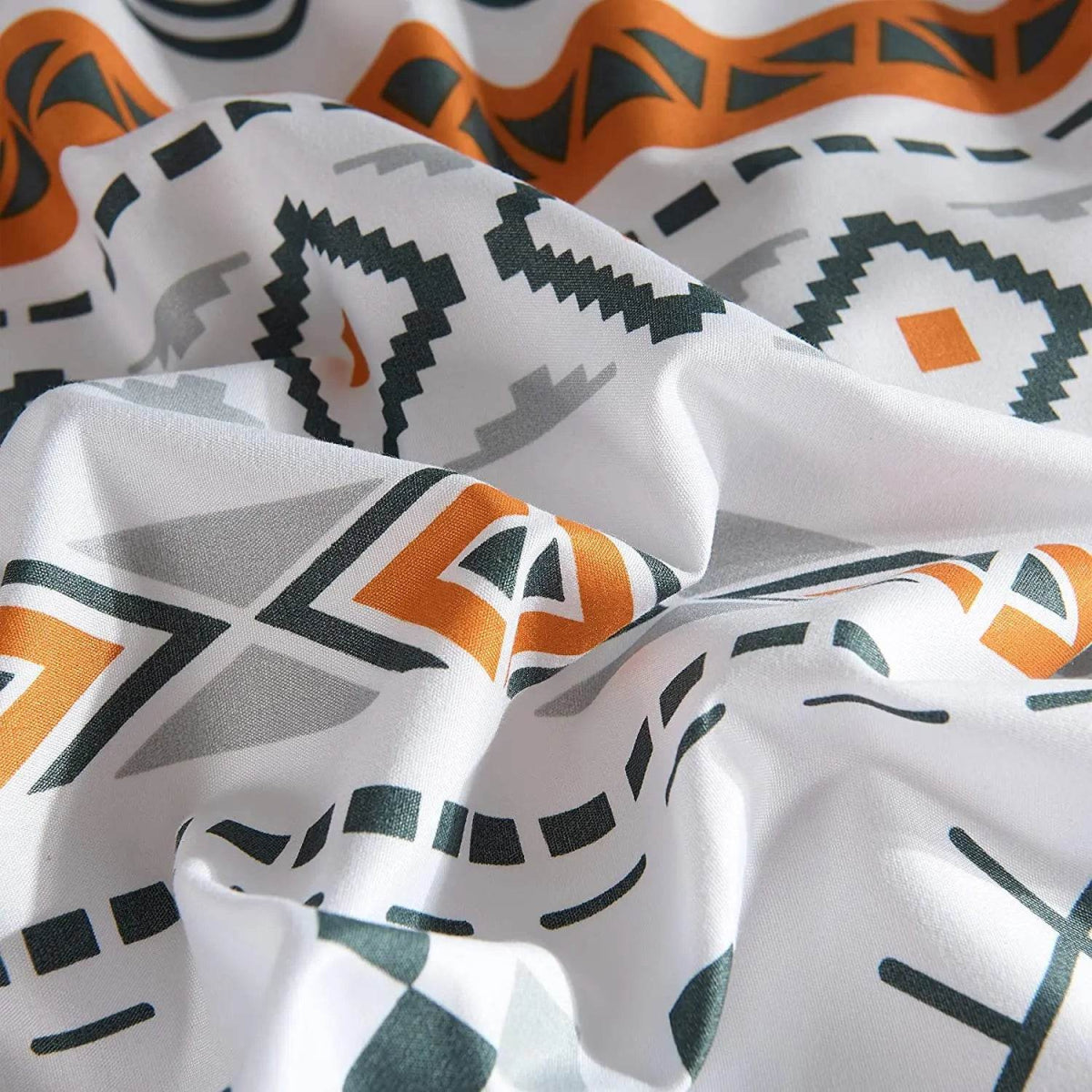 3 Piece Aztec Geometric Duvet Cover Set Twin Set, Folk Style White and Orange Sheets, Super Soft Zipper Closure Quilt Cover, - Sleep Galleria