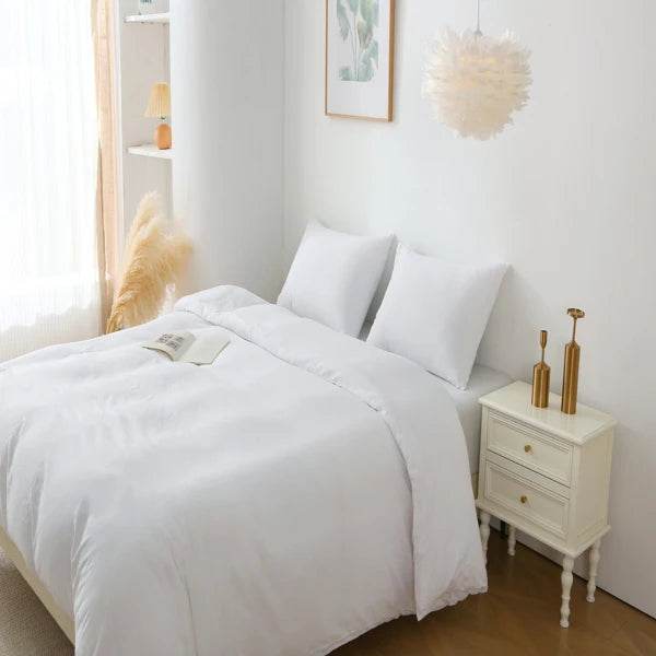3 Pieces Solid Color Bedding Set with 1 Duvet Cover and 2 Pillow Shams, Comforter Not Included (King Size, White) - Sleep Galleria