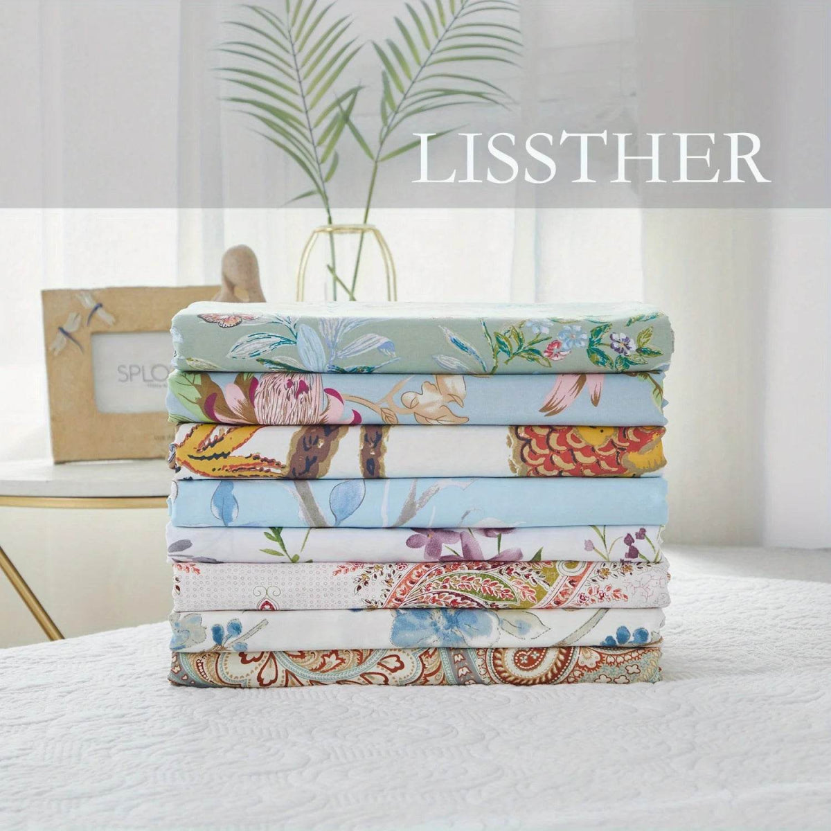 3pcs 600TC 100% Egyptian Cotton Duvet Cover Set, Blue Watercolor Floral, Soft Breathable Skin-Friendly (No Inserts) - Sleep Galleria