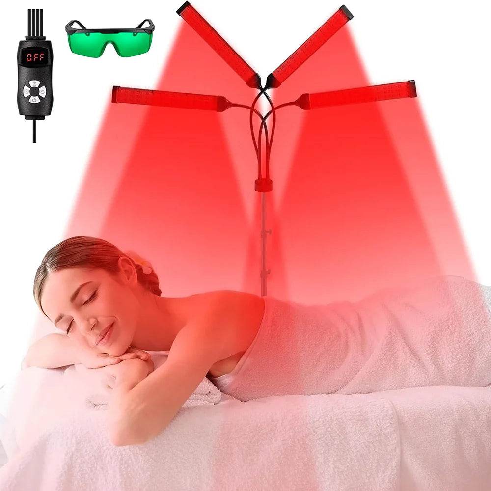 4 Head Red Light Therapy Lamp Infrared Light w/Timer Adjustable 660nm 850nm Near Infrared Light for Body Pain Relief Skin Care - Sleep Galleria