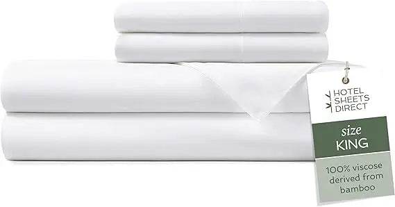 4 Piece Bed Sheet Set King Size, 100% Viscose Derived from Bamboo Sheets Set with 2 Pillowcases, Cooling & Breathable Luxury Be - Omega Lifestyles