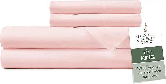 4 Piece Bed Sheet Set King Size, 100% Viscose Derived from Bamboo Sheets Set with 2 Pillowcases, Cooling & Breathable Luxury Be - Omega Lifestyles