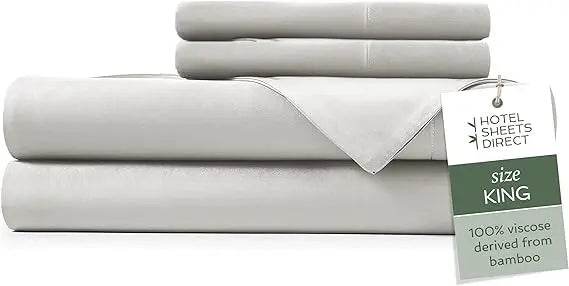 4 Piece Bed Sheet Set King Size, 100% Viscose Derived from Bamboo Sheets Set with 2 Pillowcases, Cooling & Breathable Luxury Be - Omega Lifestyles