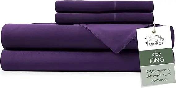 4 Piece Bed Sheet Set King Size, 100% Viscose Derived from Bamboo Sheets Set with 2 Pillowcases, Cooling & Breathable Luxury Be - Omega Lifestyles