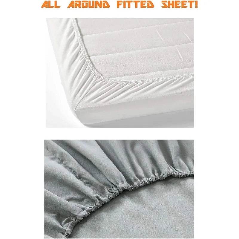 4-Piece Premium Hotel Quality Wrinkle Resistant Coziest Bedding Set All Around Elastic Fitted Sheet Deep Pocket up to 16inch - Sleep Galleria