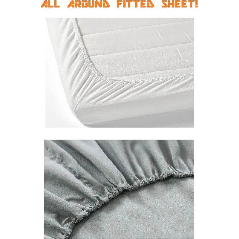 4-Piece Premium Hotel Quality Wrinkle Resistant Coziest Bedding Set All Around Elastic Fitted Sheet Deep Pocket up to 16inch - Sleep Galleria