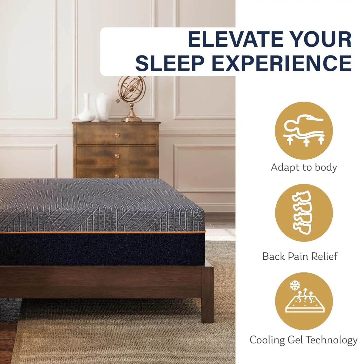 5/6/8/10/12 Inch Mattress, Copper Gel Cooling Memory Foam Mattress for Back Pain Relief,Therapeutic Double Matress Bed - Omega Lifestyles