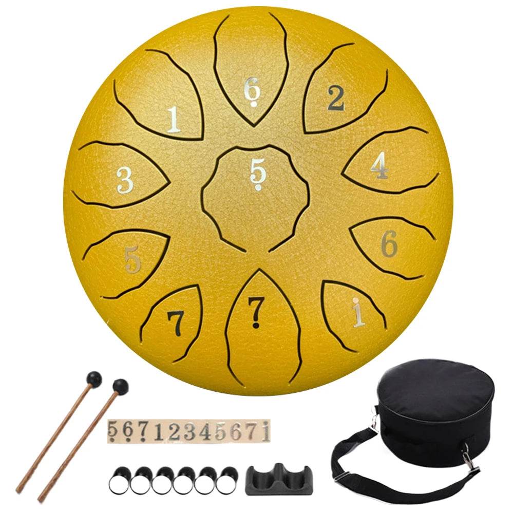 8 Inch 11 Notes Hand Pan Drum with Drum Mallets Carry Bag Finger Picks Stickers Rain Drum Instrument F Key for Meditation Yoga - Sleep Galleria