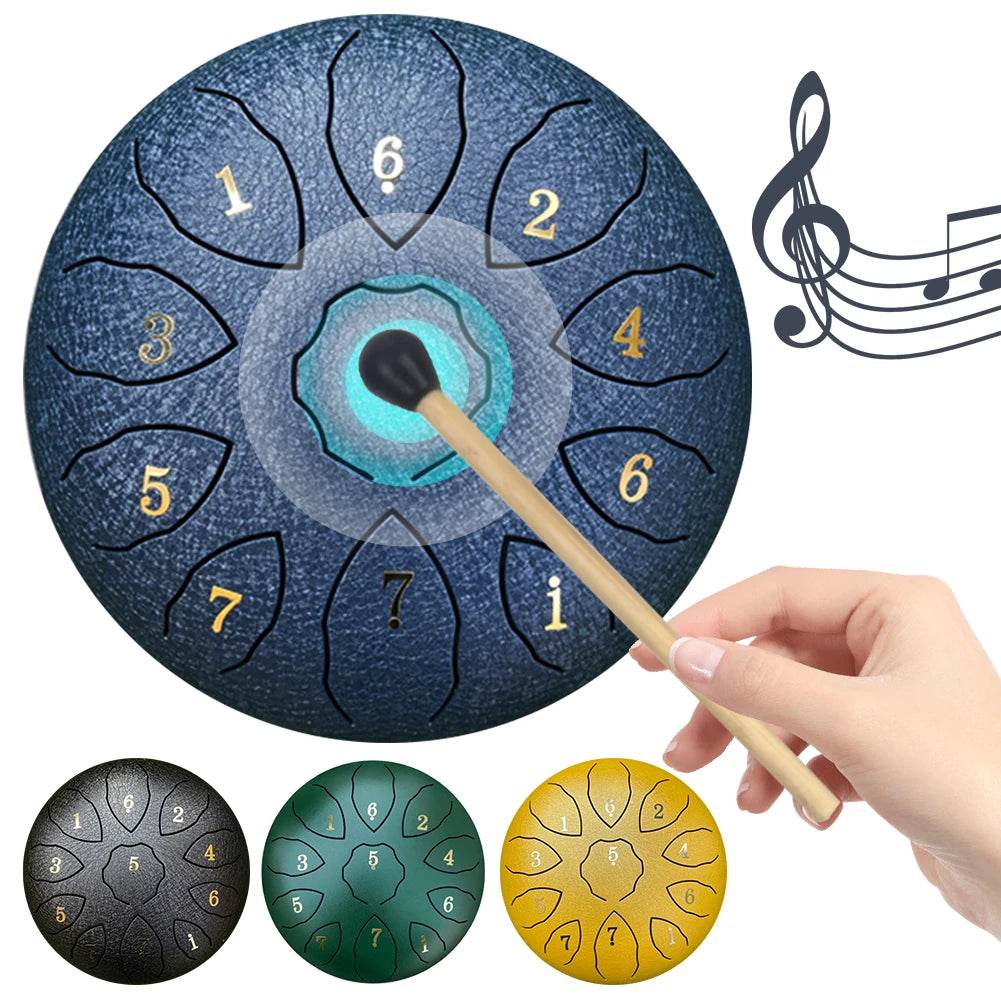 8 Inch 11 Notes Hand Pan Drum with Drum Mallets Carry Bag Finger Picks Stickers Rain Drum Instrument F Key for Meditation Yoga - Sleep Galleria