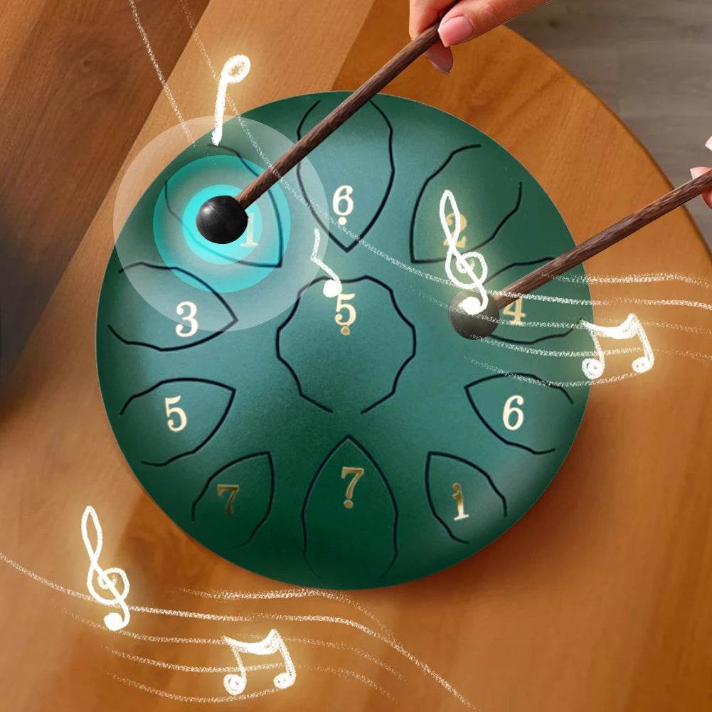 8 Inch 11 Notes Hand Pan Drum with Drum Mallets Carry Bag Finger Picks Stickers Rain Drum Instrument F Key for Meditation Yoga - Sleep Galleria