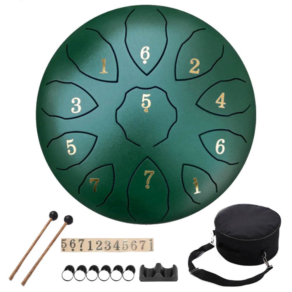 8 Inch 11 Notes Hand Pan Drum with Drum Mallets Carry Bag Finger Picks Stickers Rain Drum Instrument F Key for Meditation Yoga - Sleep Galleria