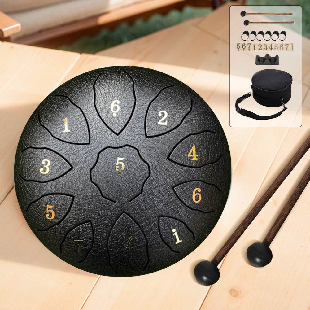 8 Inch 11 Notes Hand Pan Drum with Drum Mallets Carry Bag Finger Picks Stickers Rain Drum Instrument F Key for Meditation Yoga - Sleep Galleria