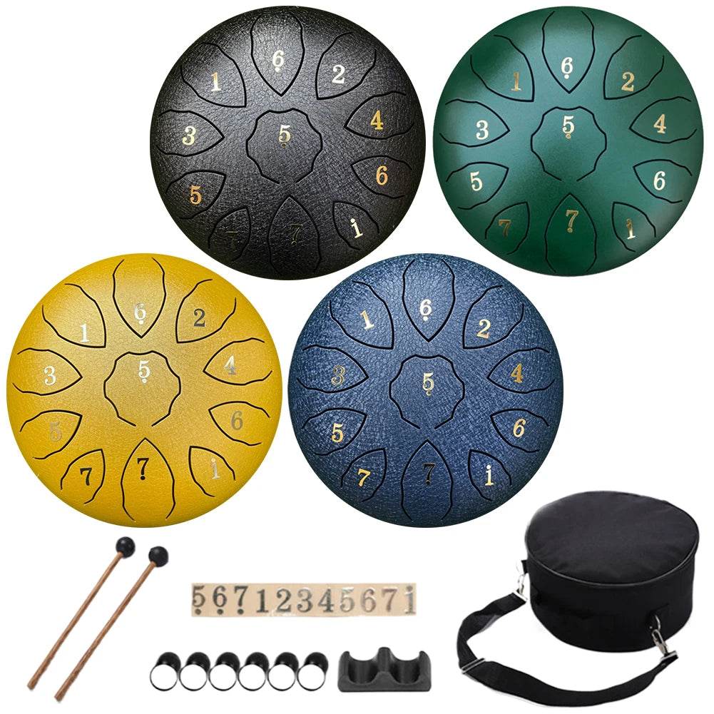 8 Inch 11 Notes Hand Pan Drum with Drum Mallets Carry Bag Finger Picks Stickers Rain Drum Instrument F Key for Meditation Yoga - Sleep Galleria